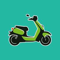 A green scooter on a blue background vector