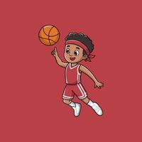 A cartoon basketball player in red and white uniform vector