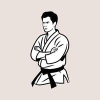 A man in karate gear standing with his arms crossed vector