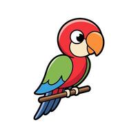 a cartoon parrot sitting on a branch vector