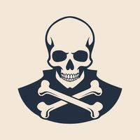 A skull with a black cloak and crossbones vector
