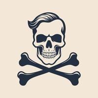 A skull with a beard and crossbones vector