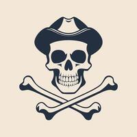Skull and crossbones icon with hat and bones vector