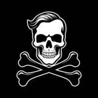 A skull and crossbones on a black background vector