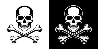 Two different skull and crossbones symbols on a black and white background vector