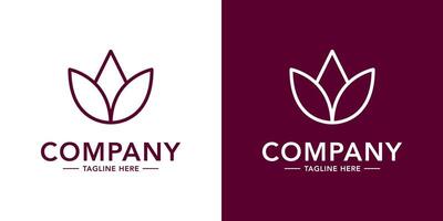 Two logos for a company with a leaf on each side vector