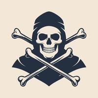 Skull and crossbones with a hooded person vector
