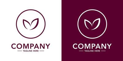 Two logos for a company with a leaf and a flower vector