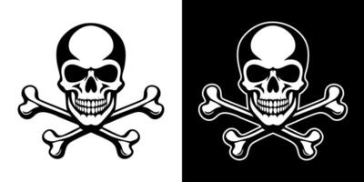 Two skull and crossbones symbols on a black and white background vector