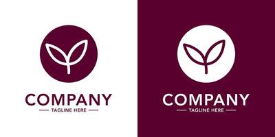 Two logos for a company with a leaf and a white background vector