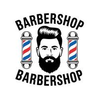 Barber shop logo with beard and scissors vector