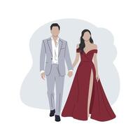 An illustration of a couple in formal attire vector