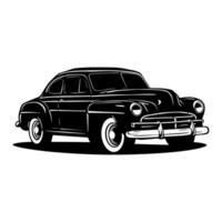 Black and white illustration of a classic car vector