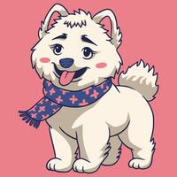 Illustration of Samoyed in warm scarf vector