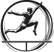 a man jumping over a high jump in a circle vector