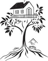 a tree house with a roof on it vector