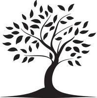 a black and white silhouette of a tree with leaves vector
