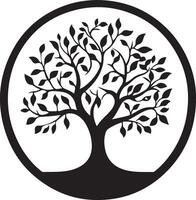 a black and white silhouette of a tree with leaves vector