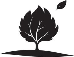 a black and white silhouette of a tree with leaves vector