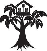 a tree house in a palm tree vector