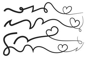 A set of handwritten cursive letters with hearts vector