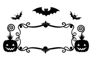 Bats and pumpkins border frame Halloween style vector