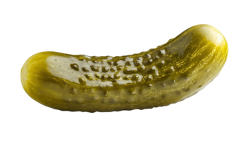 A vibrant pickle resting on a clean surface, showcasing its unique texture and color png