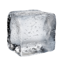 A large ice cube sparkles softly, showcasing intricate edges and bubbles png