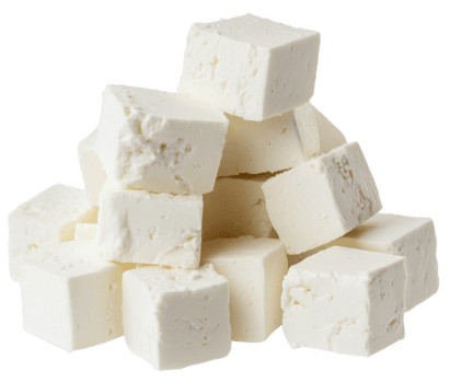 deliciosamente Fresco blanco queso feta queso cubitos apilado ingeniosamente en un brillante antecedentes png