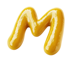 Vibrant mustard sauce creatively shaped into a bold letter 'M' for culinary delight png