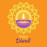 A colorful design of a candle with the words Happy Diwali written below it vector