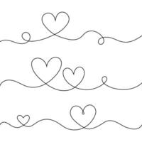 Hand drawn heart line scribble style decoration art set vector