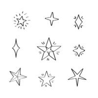 Star doodle icons set. illustration of abstract stars to create sketches. Isolate on white. vector