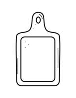 Decorative wooden cutting board sketch doodle icon. illustration of kitchen utensils for cutting food. vector