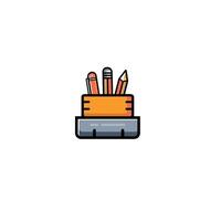 Pencil holder icon design with full color style with black lines, suitable for design drawings and design needs. vector