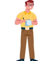 A cartoon man holding a notepad and pen png