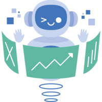 ai robot with digital data and creative ideas png