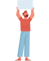young bearded man holds an empty poster png