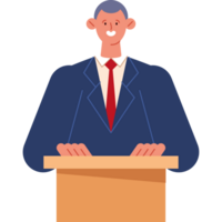candidate man in suit standing on podium png