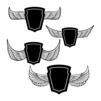 Set of the blank vintage labels with wings. Design element for logo, label ,emblem, sign, badge. illustration. vector