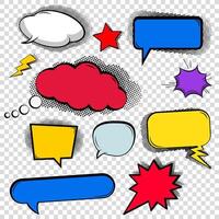 Set of bubbles, cloud talk, different shapes in comic style. Design elements in vector