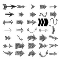 Set of hand drawn arrows on white background. Design element in vector