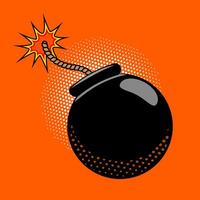 Cartoon bomb with fire in pop art style. Design element in . vector