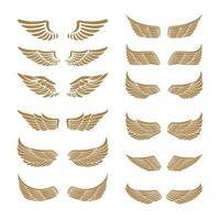 Set of the emblems with wings in gold style isolated on white background. Design element for logo, label, emblem, sign. illustration. vector