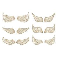 Set of the emblems with wings in gold style isolated on white background. Design element for logo, label, emblem, sign, badge. illustration. vector