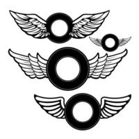 Set of the blank vintage emblems with wings. Design element for logo, label ,emblem, sign, badge. illustration. vector