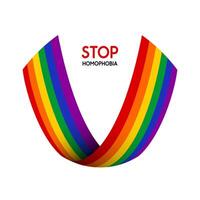 Stop homophobia. LGBT ribbon isolated on light background. Design element in . vector