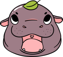Baby Pygmy Hippo moo deng Cartoon Playful and Grumpy Doodle Character png