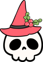 Groovy Retro Christmas Halloween skull doodle png