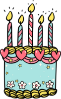 Groovy Retro Vintage Cake with candles festive vibrant color doodle hand drawn png